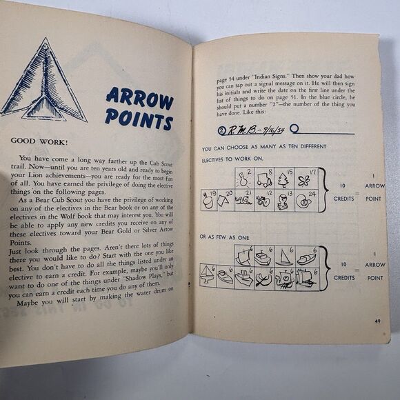 Vintage Lion Bear Cub Scout Book Lot 1948 1954 BSA Boy Scouts Of America Flaws - Picture 8 of 9